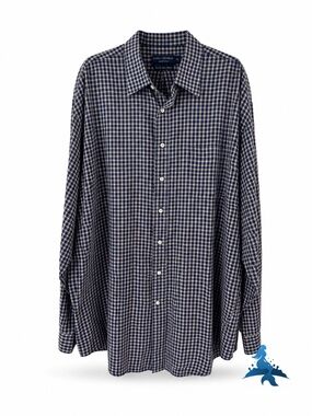 1325 Daniel Cremieux Fine Italian Fabric Plaid Shirt – XXL – Navy Tan
